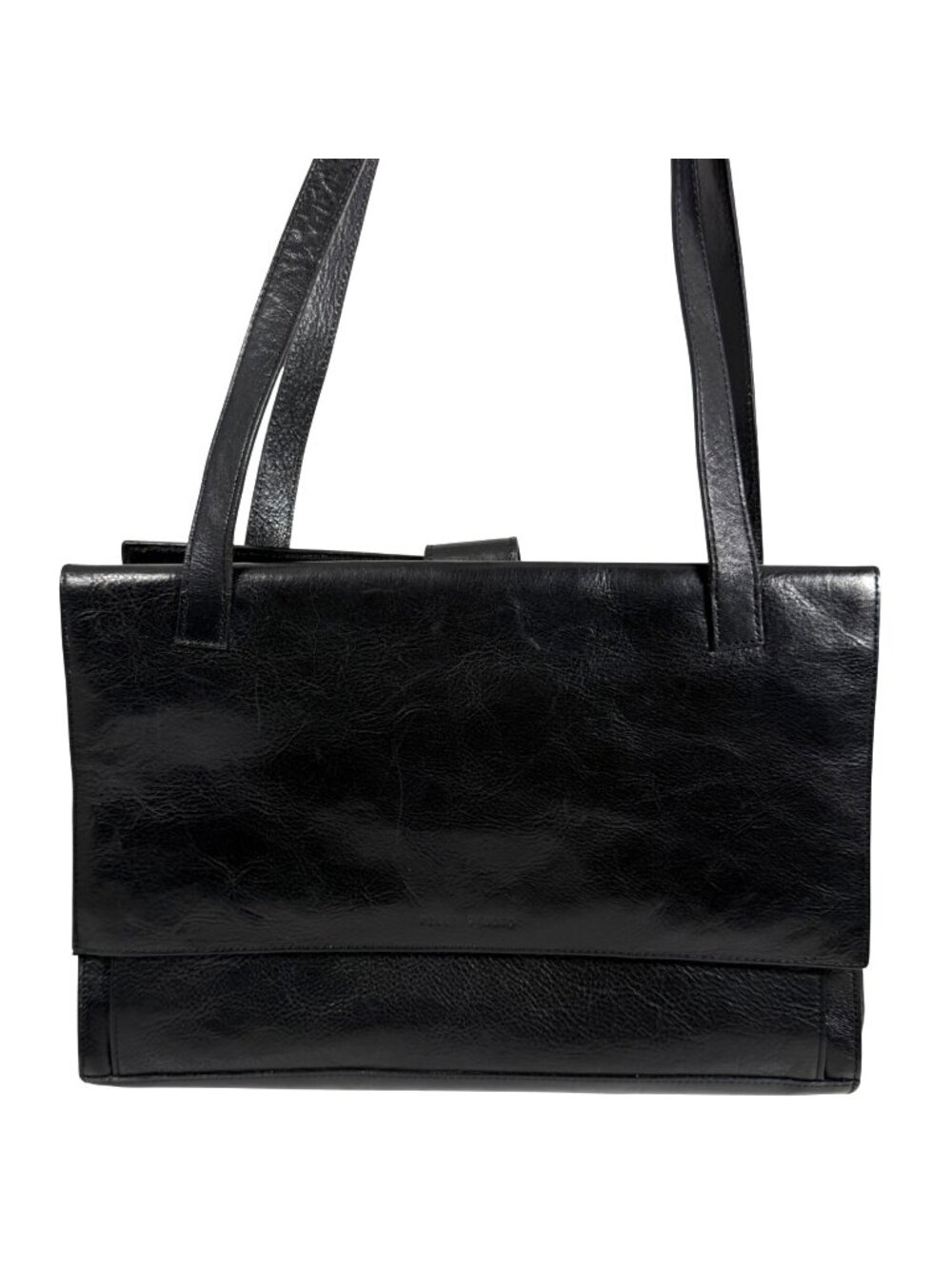 Vintage Pelle Studio Italian Leather Black Shoulder Bag Tote For iPads Travel